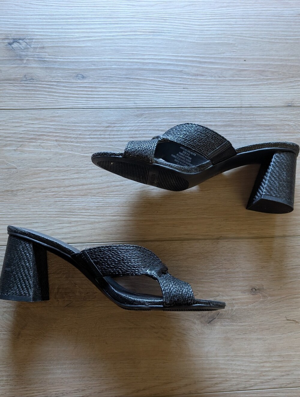 Anne Klein Black Woven Slide Mules with Chunky Heel - Picture 7 of 8